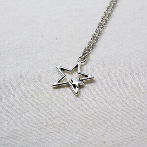 y2k star & baby star charm silver chain necklace